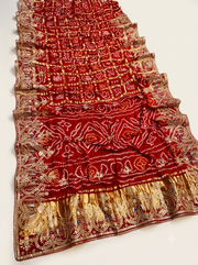 Pure Gajji Silk Ghatchola Saree with Exquisite Heavy Gota Patti Handwork